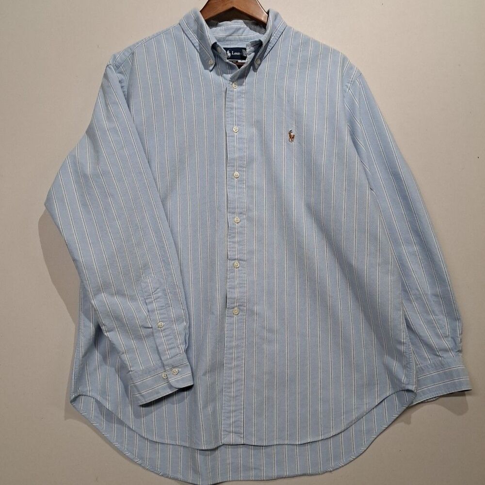 Ralph Lauren Classic Fit Dress Shirt 17.5 34/35 Blue Striped